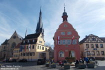 Inselrhein: Rathaus am Marktplatz von Gau-Algesheim - Foto: Stefan Frerichs / RheinWanderer.de