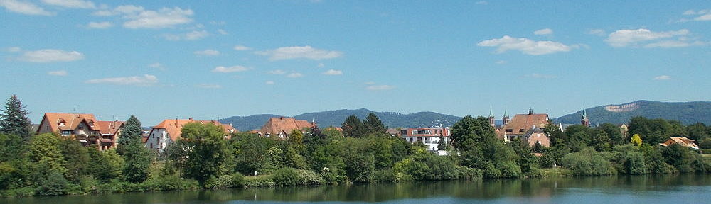 Neckar: Blick auf Ladenburg - Foto: Stefan Frerichs / RheinWanderer.de