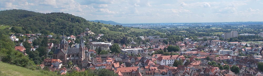 Odenwald: Blick auf Heppenheim - Foto: Stefan Frerichs / RheinWanderer.de
