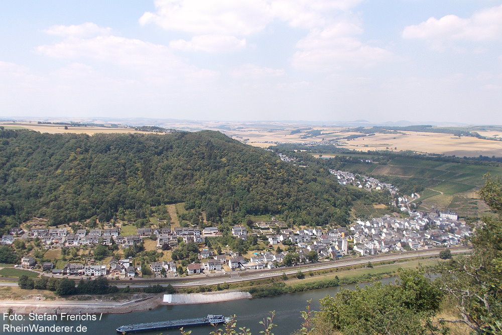 Mosel: Blick von der Hitzlay auf Lehmen - Foto: Stefan Frerichs / RheinWanderer.de