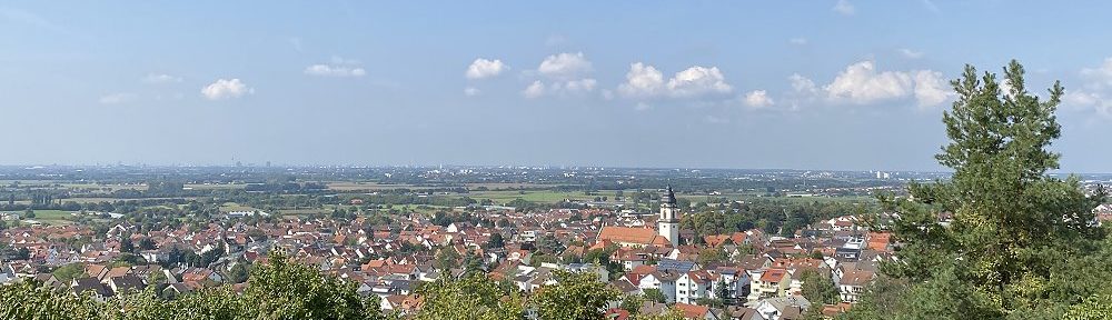 Odenwald: Blick auf Dossenheim an der Bergstraße - Foto: Stefan Frerichs / RheinWanderer.de