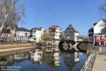 Nahe: Brückenhäuser auf der Nahebrücke in Bad Kreuznach - Foto: Stefan Frerichs / RheinWanderer.de