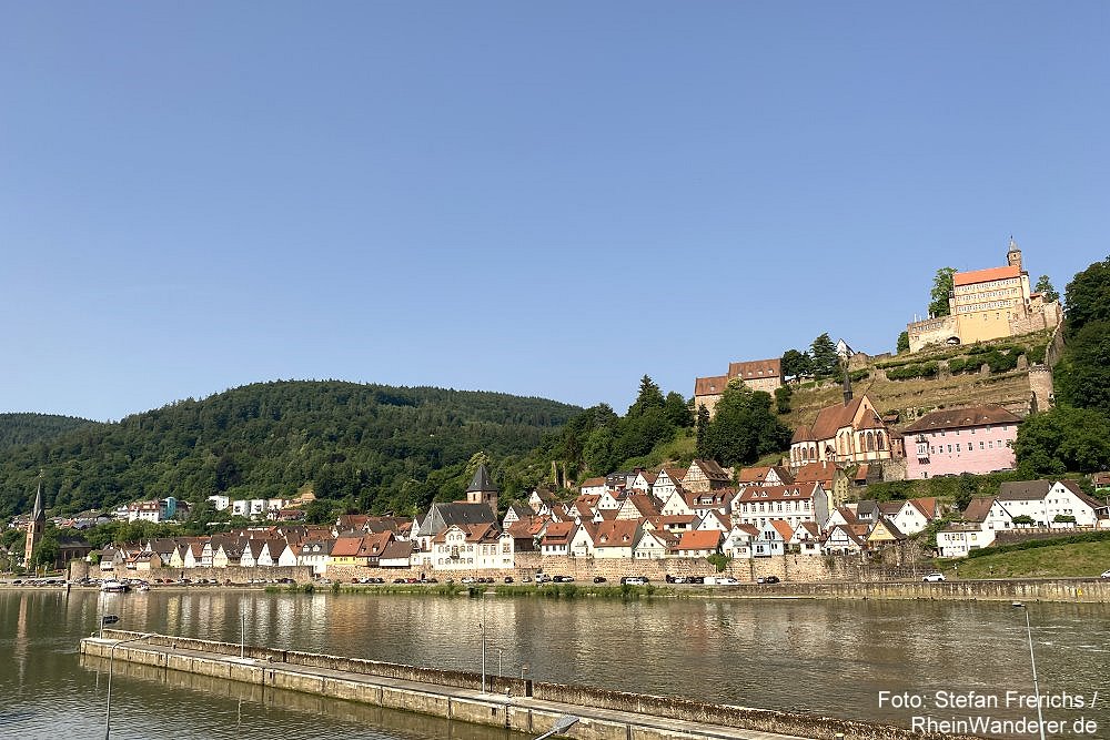 Neckar: Blick auf Hirschhorn - Foto: Stefan Frerichs / RheinWanderer.de