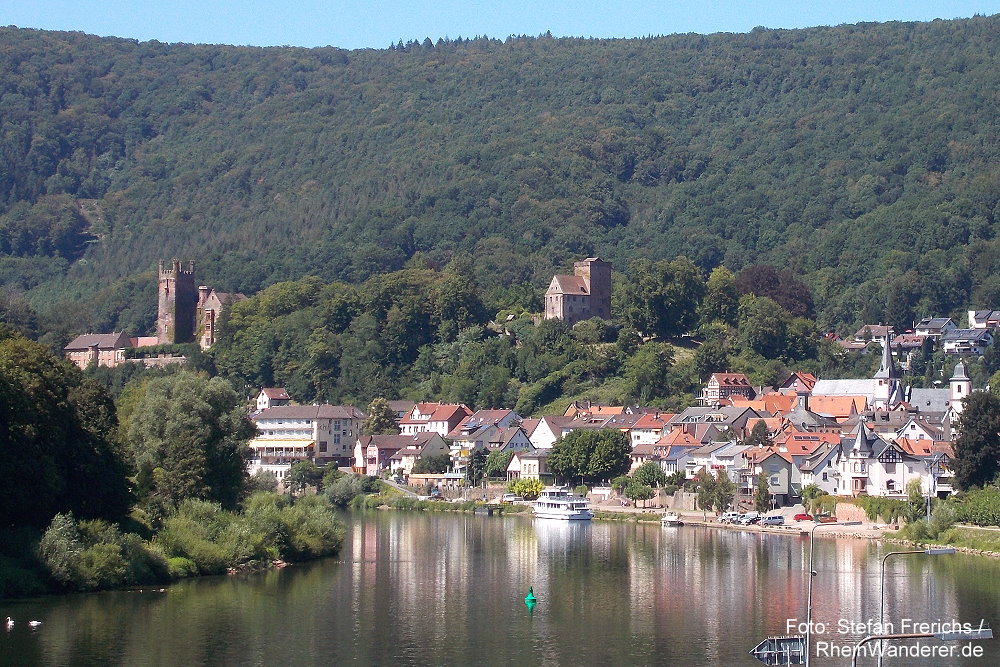 Neckar: Blick auf Neckarsteinach - Foto: Stefan Frerichs / RheinWanderer.de