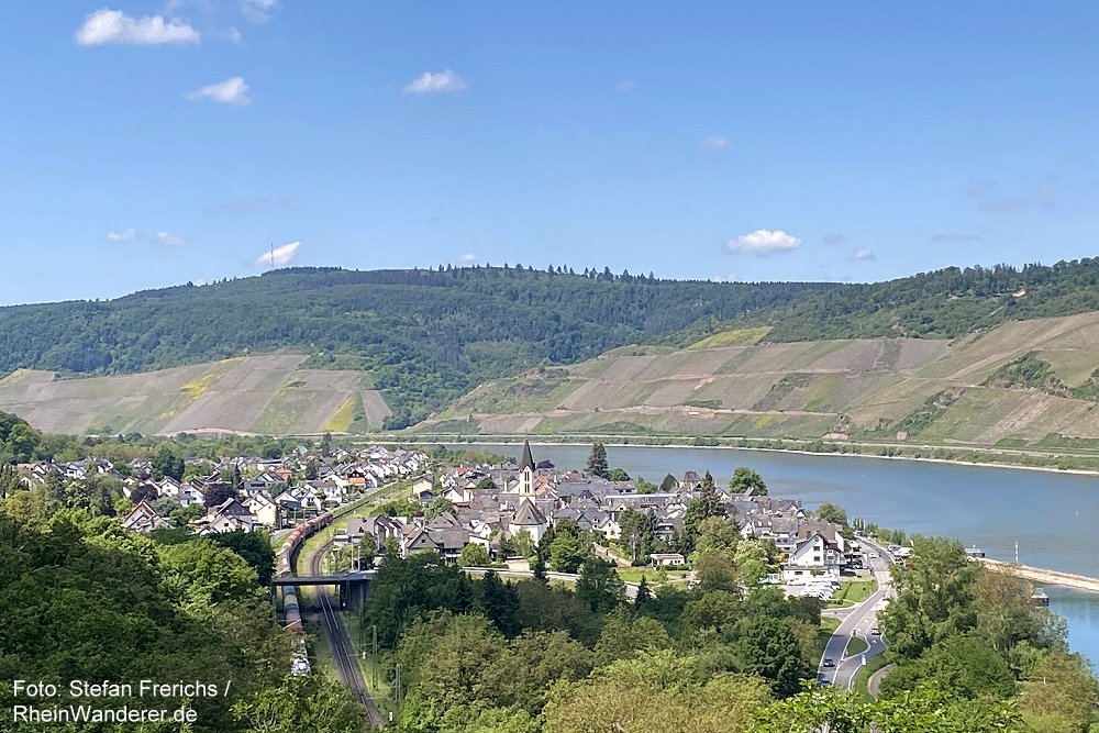 Mittelrhein: Blick vom Hexenköpfel auf Osterspai - Foto: Stefan Frerichs / RheinWanderer.de